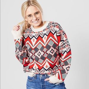 Gilded Intent Jacquard Geo Pattern Sweater